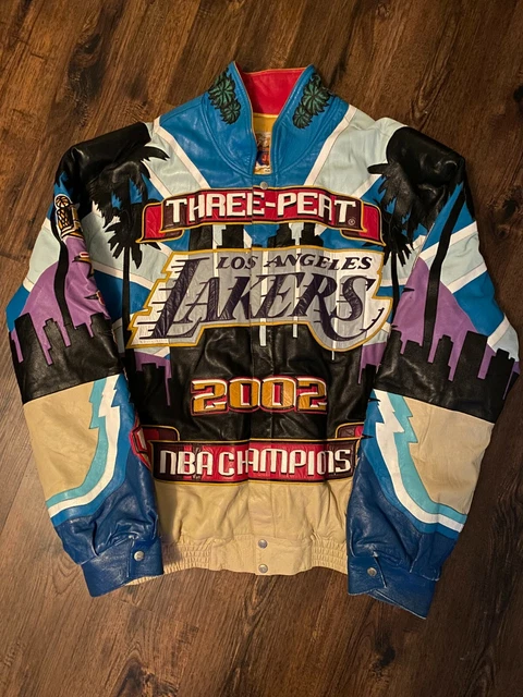 Jeff Hamilton Los Angeles Lakers Three-Peat Leather Jacket Blue