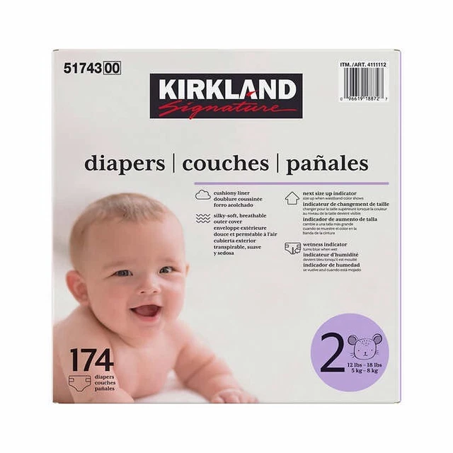 KIRKLAND SIGNATURE DIAPERS Sizes 2 *FREE SHIPPING* 46.89 PicClick