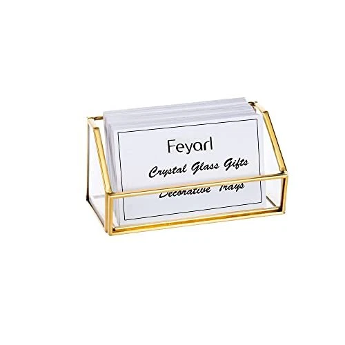 Glass Business Card Holder Stand Gold Office Name Card Display Business Card
