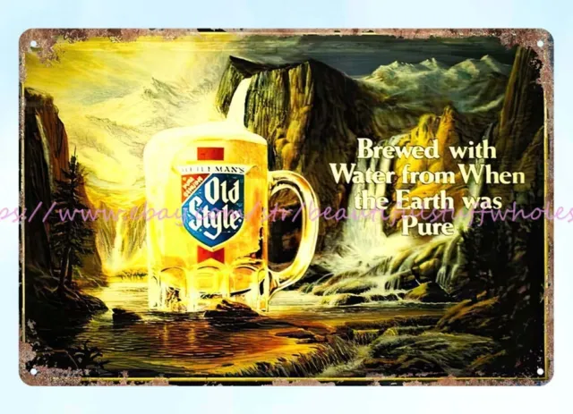 collectible bathroom wall art Old Style Beer metal tin sign