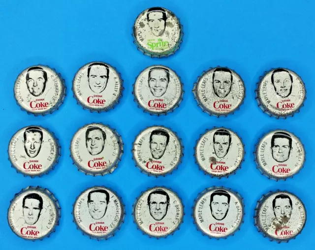 1964-65 Coca-Cola NHL Hockey Toronto Maple Leafs Bottle Cap Lot of (16)