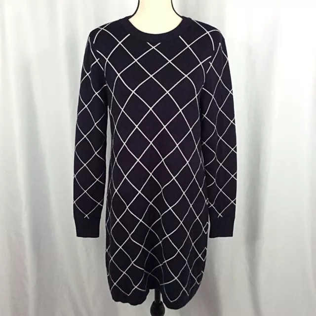 Eliza J Sweater Dress Womens Size Small Black Plaid Long Sleeve Crew Neck