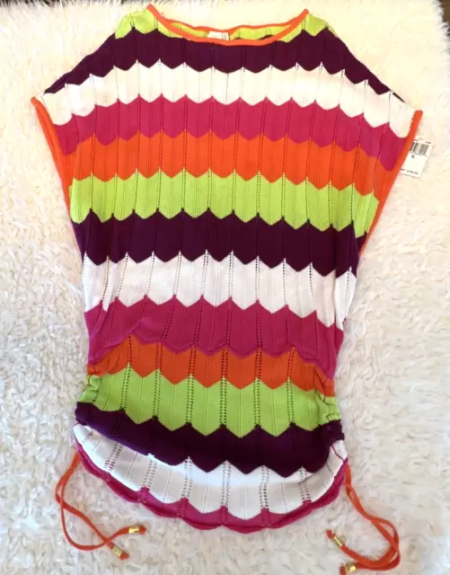 TRINA TURK SWEATER MINI DRESS TUNIC SWIM SPA Boho FESTIVAL GROOVY Mod NEW $164 S 2