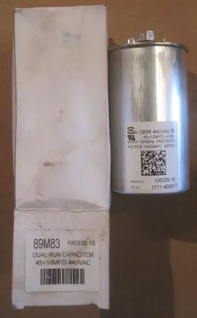 Lennox Dual Run Capacitor 89M83 100335-15 45+10MFD 440VAC C65R Free Shipping