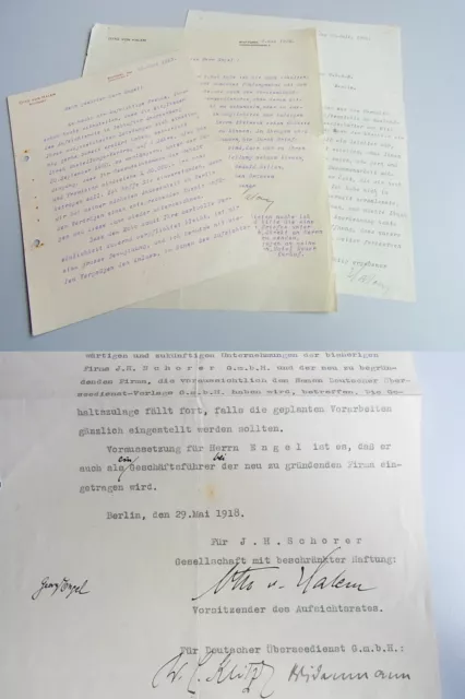 Otto De Halem (1867-1940) Cartas Contrato 1913-28 Alemán Überseedienst