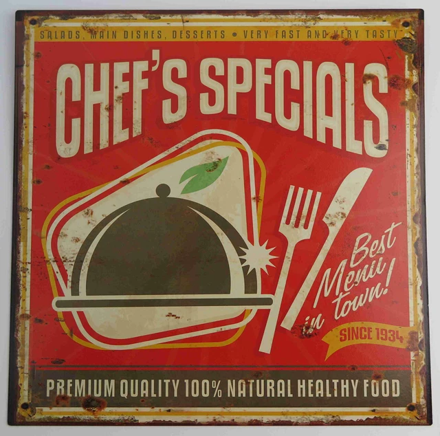 Letrero de Metal Jefes Especiales Chef Cocina Cocinero Cartel Nostalgia Antiguo