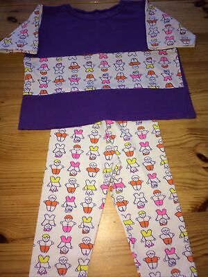 Childs Top & Leggings Age 2-4yrs By Gio in Purple/White Mix