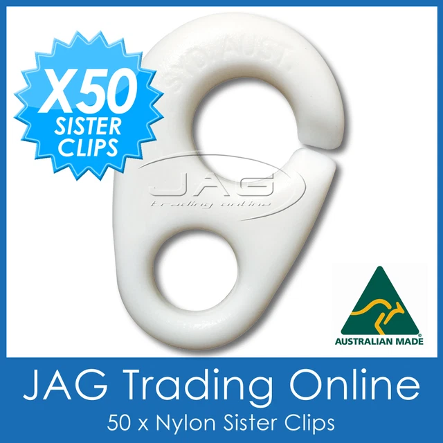 50 x NYLON SISTER CLIPS - Flag/Sail/Pennant Staff/Boat/Yacht/Marine/Sailing Gear