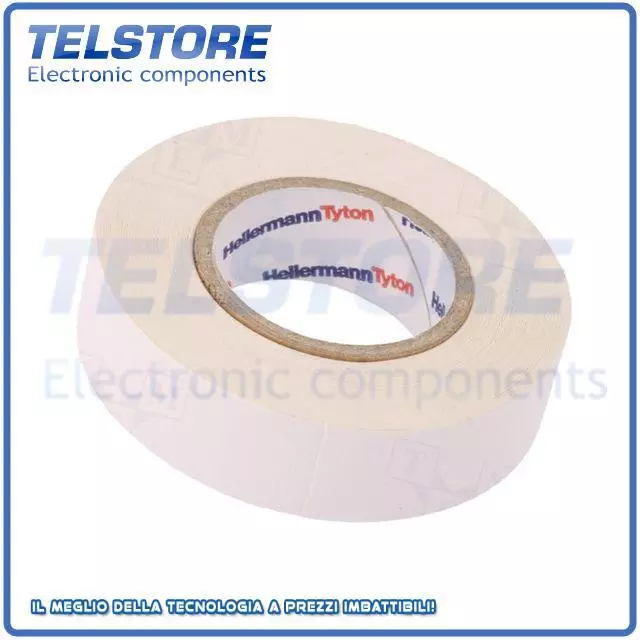1rotolo  Tape textile W 19mm L 10m Thk 0.31mm white 64N/cm 10% rubber 712-00205