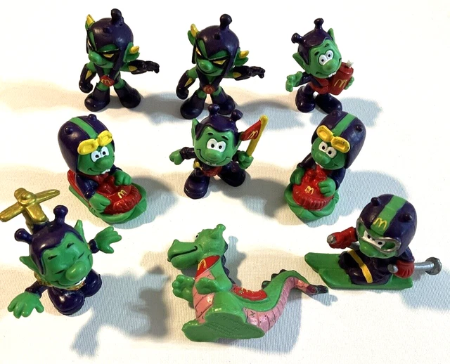 Lot of 9 1980s Vintage Mcdonalds Astroniks Green Alien Bully Figurines