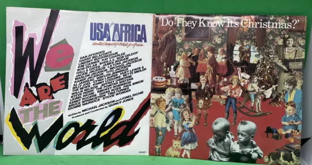 BAND AID Do They Know It's Christmas 1984 We are the world USA Live aid 7" Vinyl