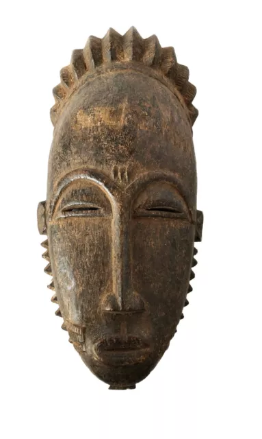 Superb African Baule Portrait Mask Cote D'ivoire 15" H
