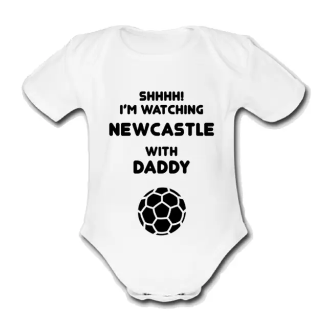 NEWCASTLE @ united Babygrow Baby vest grow gift watching with daddy football UTD