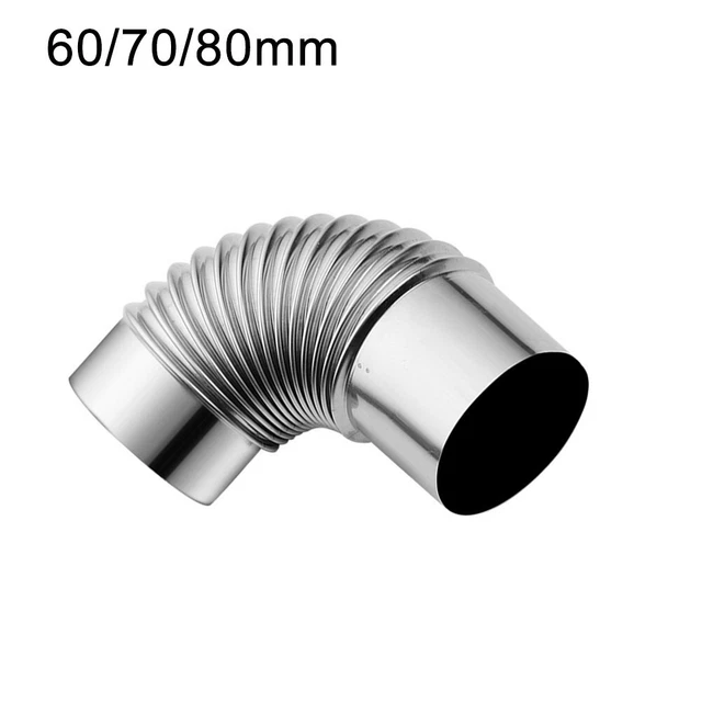 60-80mm Acier Inoxydable Réglable Coude 90° Cheminée Doublure Conduit Tuyau
