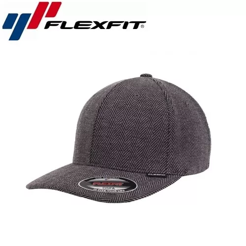 Flexfit Heringbone Melange Baseball Cap S/M Schwarz Grau