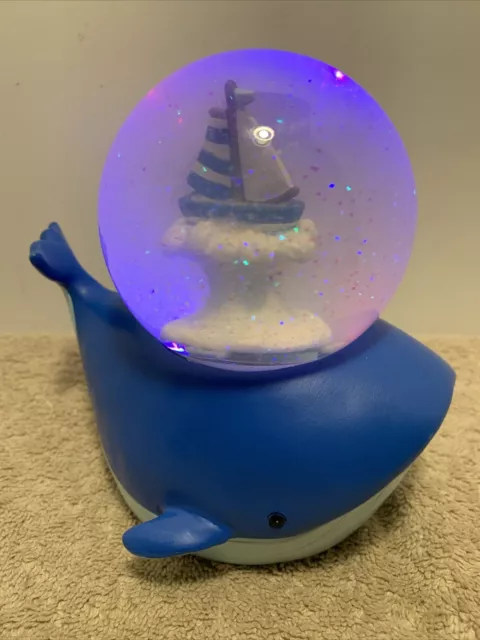 Color Changing Whale Glitter Globe 6 Inch Tall 7 Inch Nose To Tail