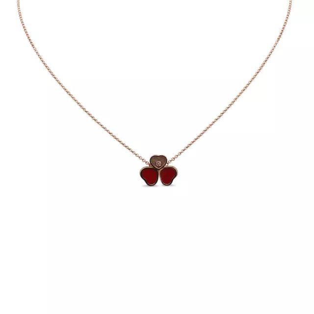 Chopard Happy Hearts Wings Diamond & Red Stone Pendant Necklace