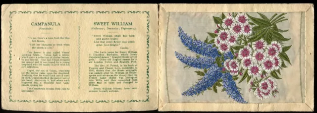 Kensitas Woven Silk Flowers,1934,Postcard,Folder Type A,Campanula Sweet William