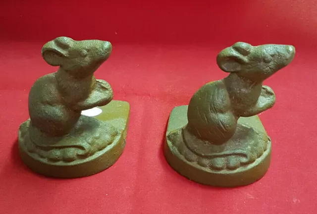 Abbott Collection. Pair of Cast Iron Mouse Doorstops. Complete with Sticker. NEW