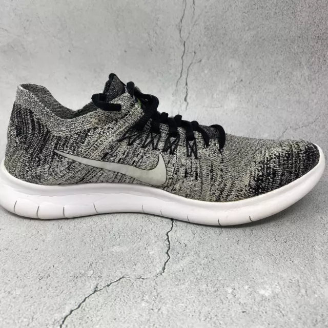 Nike Free RN Flyknit Womens Shoes Sneakers Sz 6.5 M Black Gray Oreo 880844-003 2