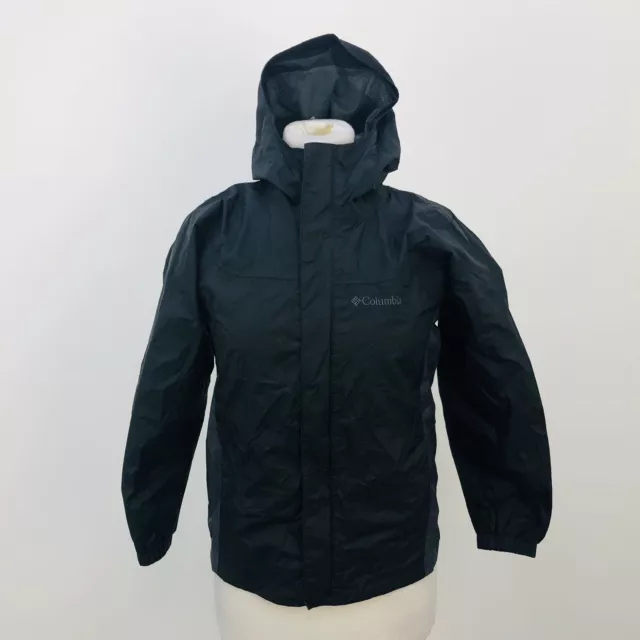Columbia Arcadia Black Mesh Hooded Zip Windbreaker Jacket Youth Size 10/12