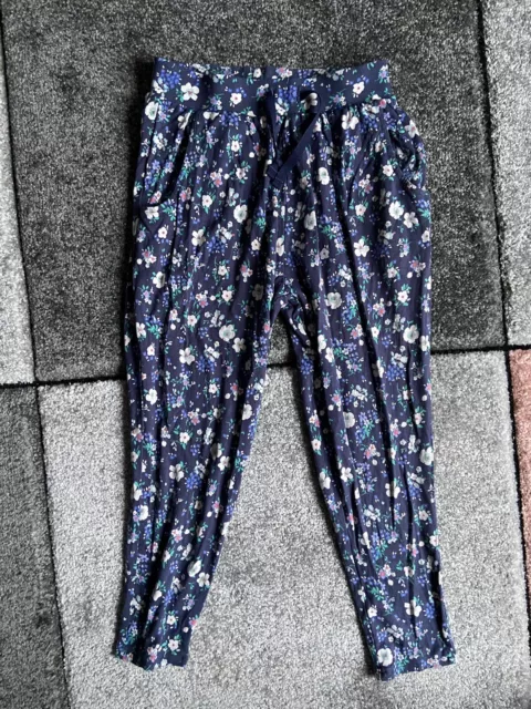 Girls 6 Years 116cm NEXT Trousers Blue Floral Viscose Elastane