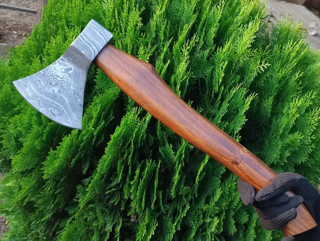 Custom Hand Forged Damascus Axe/HATCHET/Axe With Walnut Wood