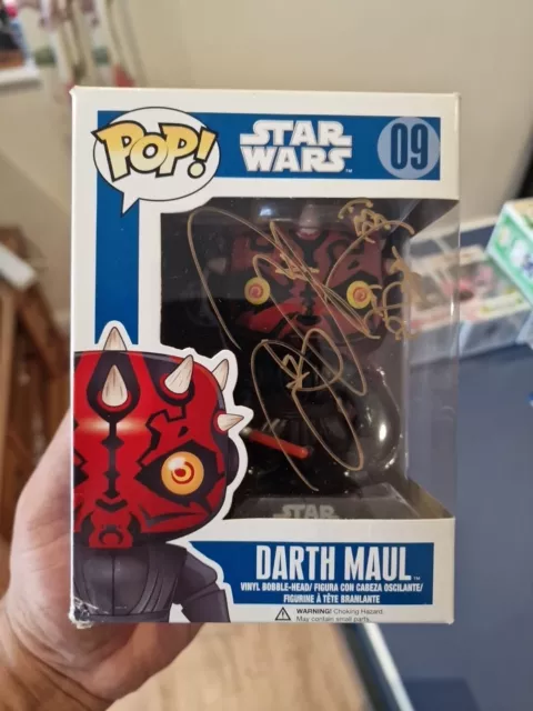 Funko Pop Star Wars Darth Maul #09 Signed By Ray Park Unfortunately Damaged Box