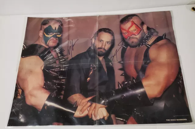 Road Warriors Signed Magazine Centerfold. Hawk and Animal. Hulk, Mr.T other side