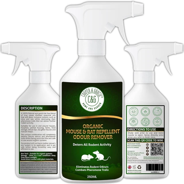 Mouse Repellent Peppermint Oil Rat Mouse Poison Indoors Outdoor Rodent 250ml UK