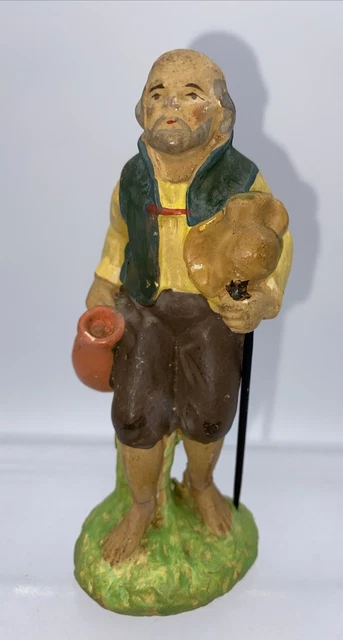 Devineau - Ancien BERGER ET MOUTON Plâtre Santon Crèche de Noël