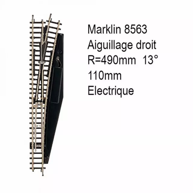 Rail aiguillage droit R 490, 110mm électrique -Z 1/220-MARKLIN 8563