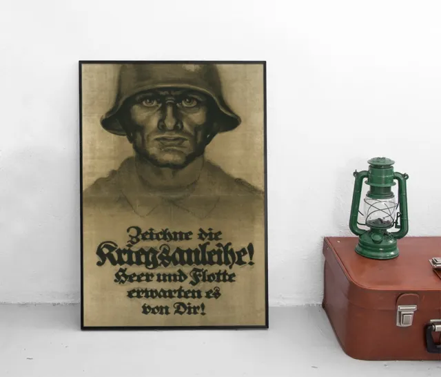 Poster 1. Weltkrieg -Kriegsanleihe Portrait Soldat Heer Flotte Plakat