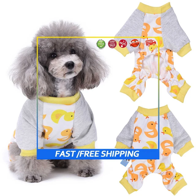 #B Pijama de algodón para perro dibujos animados de cuatro patas Hermosa ropa para mascotas (Pato XS)