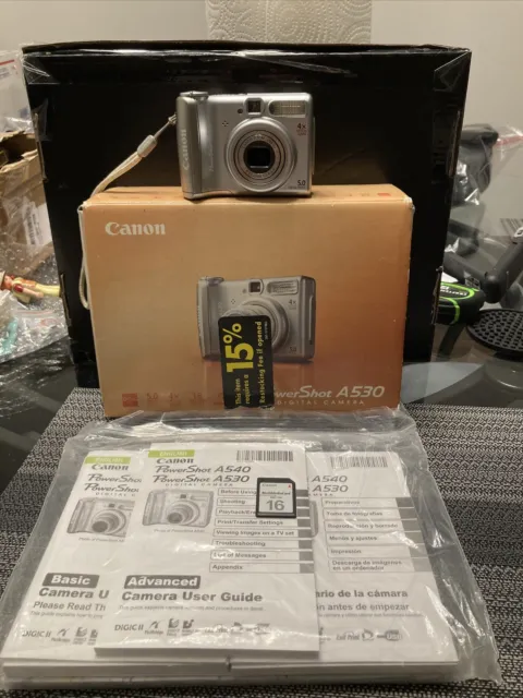 Canon PowerShot A530 5.0 MP Digital Camera - Silver - Works Great, Read Cond