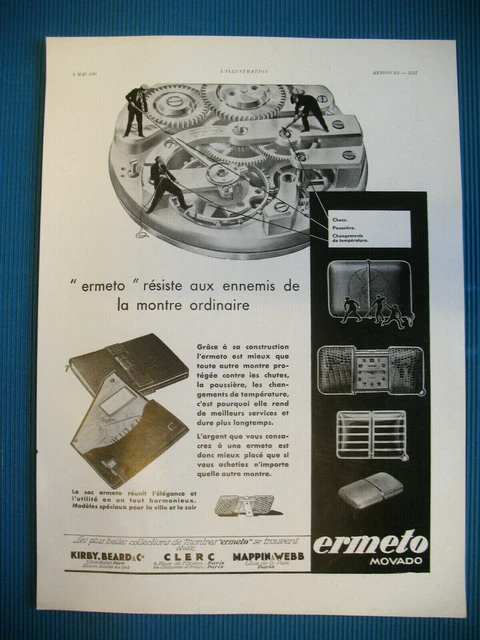 Publicite De Presse Ermeto Montre Horlogerie Resiste Aux Ennemis French Ad 1931