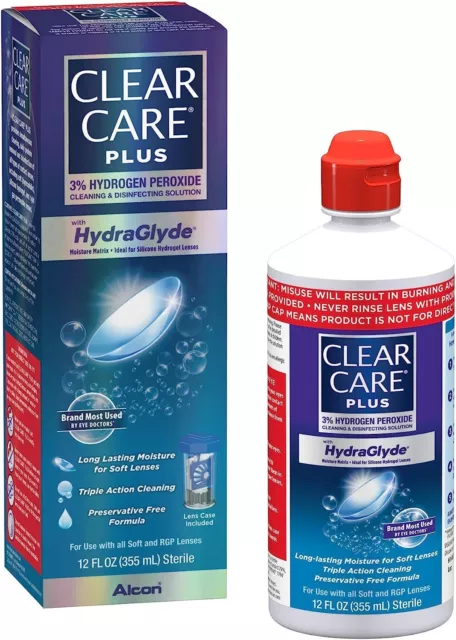 Clear Care Plus Cleaning and Disinfecting Solution HydraGlyde + Lens Case 12 Fl