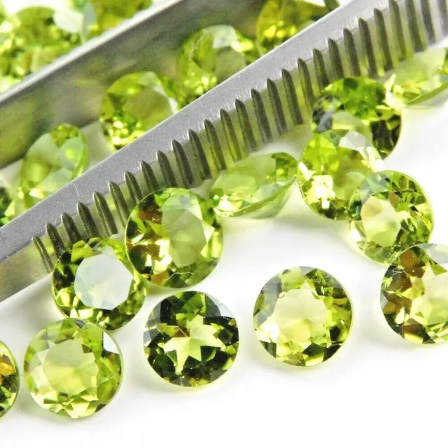 Vente en Lot 4mm AAA Rond Facette Coupe Naturel Péridot Desseré Calibré Gemme