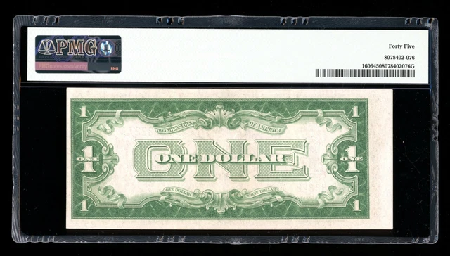 DBR 1934 $1 Silver Funnyback Fr. 1606 AA Block PMG 45 Serial A41888227A 2