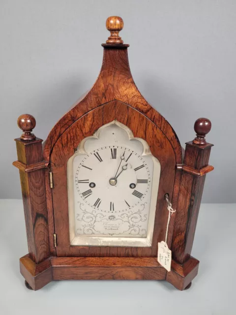 Twin Fusee Rosewood Miniature Bracket Clock