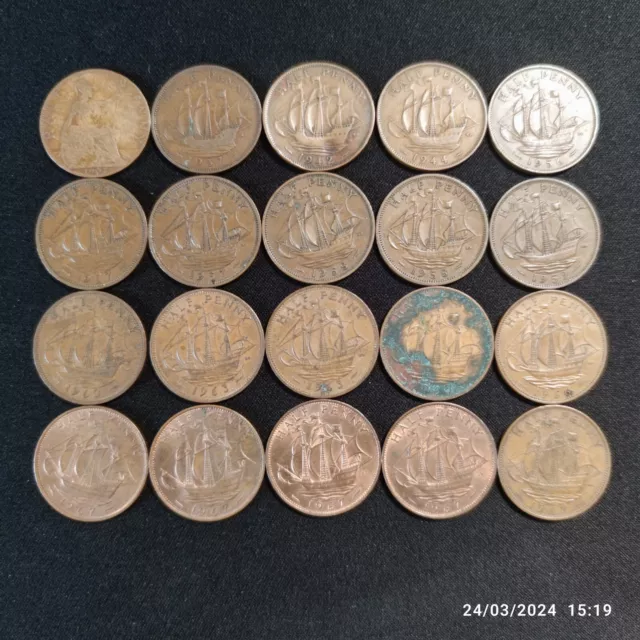 Half Penny Coin Joblot Edward VII George VI Elizabeth II