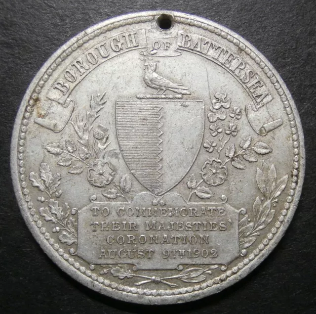 Coronation medallion - Battersea 1902 Edward VII - aluminium 38.3mm