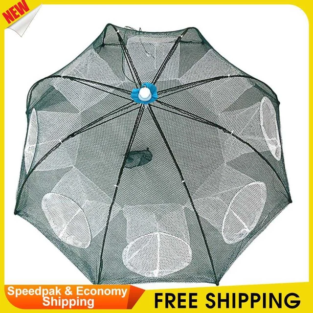 Faltbare Krebsfalle Aus Mesh-Nylon – Für Krabben, Garnelen, Aale, Mit Köderball & Seil (ca. 50x19x19 Cm)