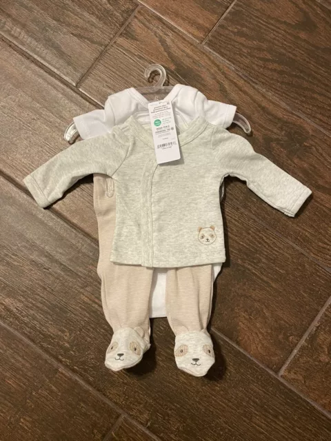 Preemie Carters Child Of Mine 3 Pc Bear Body Suit & Pants, Long Sleeve, Snuggler