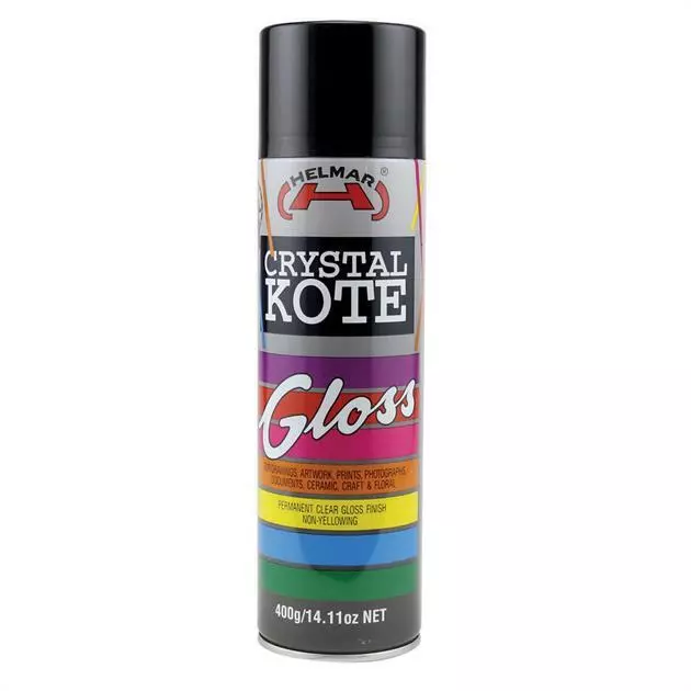 Helmar Crystal Kote Spray Gloss Finish Clear Permanent Protection Non-yellowing