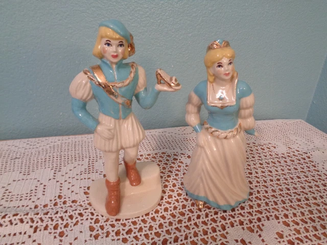 Vintage Ceramic Arts Studio Pair Of Nobel Man With Ladies Slipper Turquoise