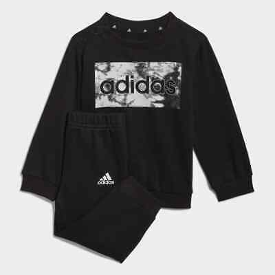 Adidas Kids Unisex Sweatshirt & Pants Jogger Set Tracksuit Black Sz 0-24M Hf1909