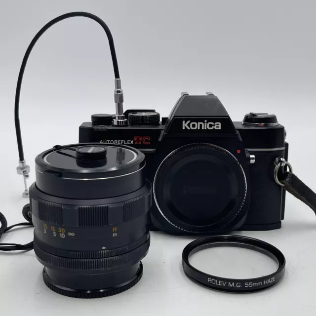 VTG  Konica AutoReflex TC35mm Film Camera w/Hexanon AR 57mm f/1.4 Lens Tested
