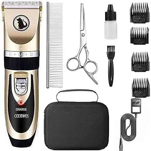 Dog Clippers with Storage Case Low Noise Pet Clippers Rechargeable Trimmer Co...