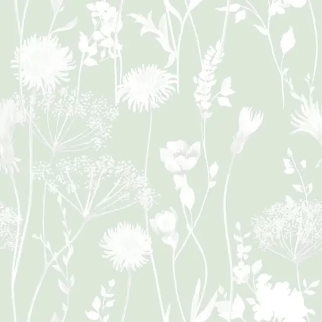 Muriva Catherine Lansfield Meadowsweet Floral Green Wallpaper 165580